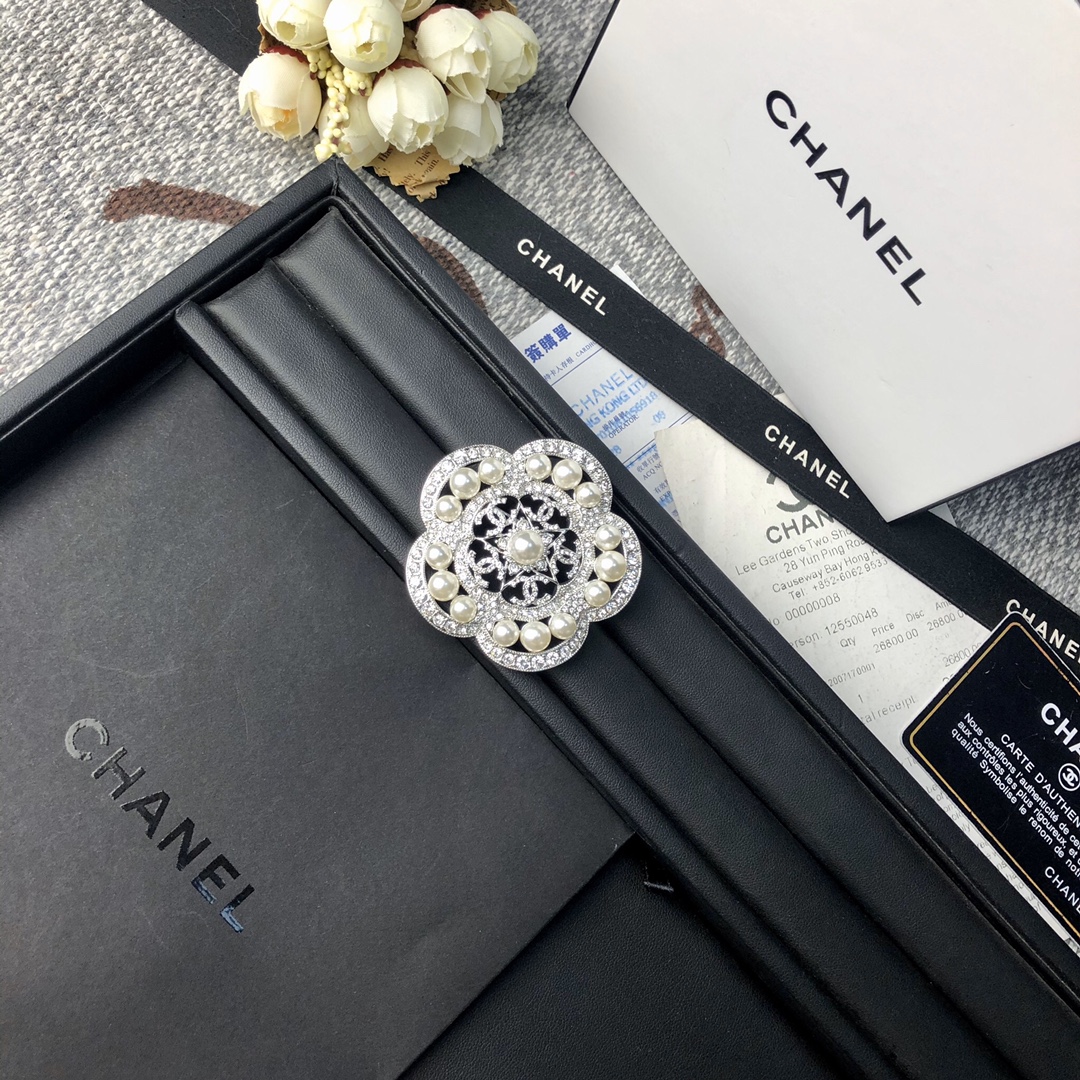 Chanel Brooch Silver Silver L