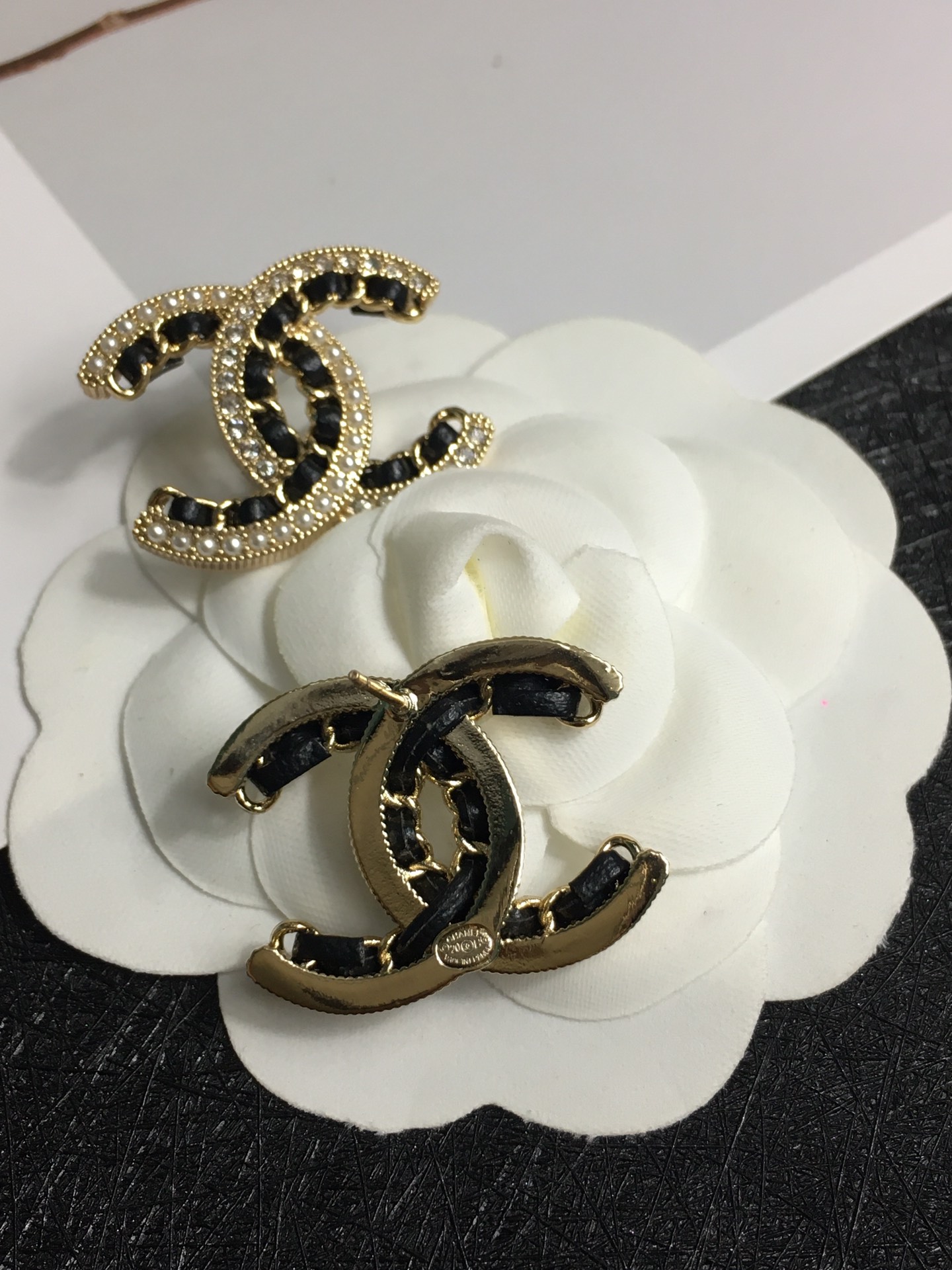 Chanel Earrings Pearl Black L