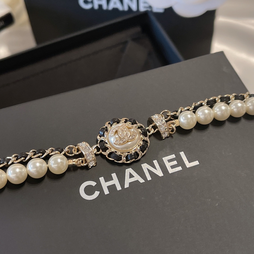 Chanel Bracelet Pearl Black Inlaid L
