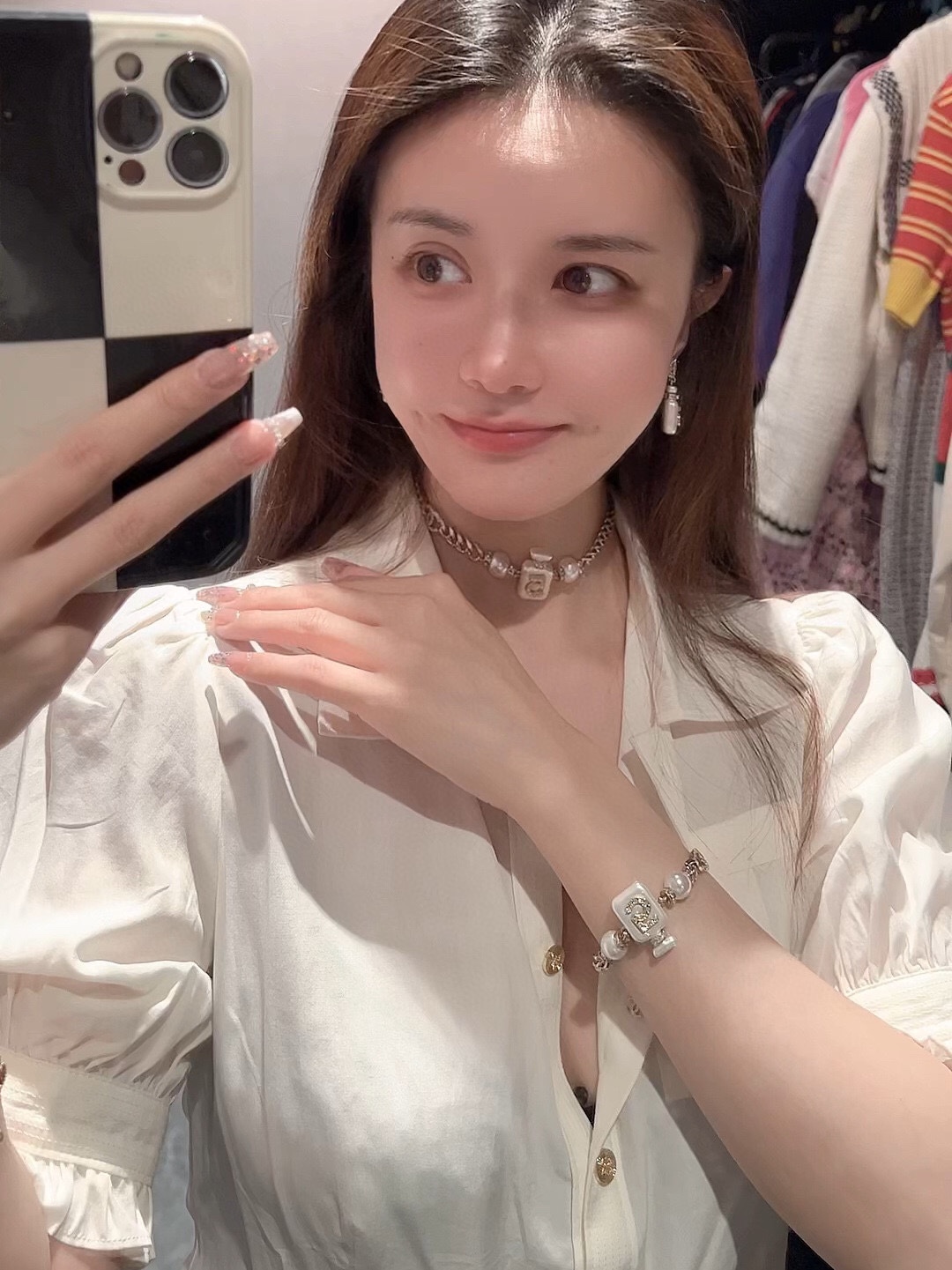 Chanel Earrings White L