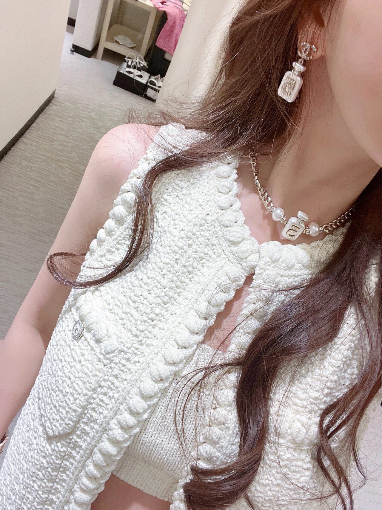 Chanel Earrings White L