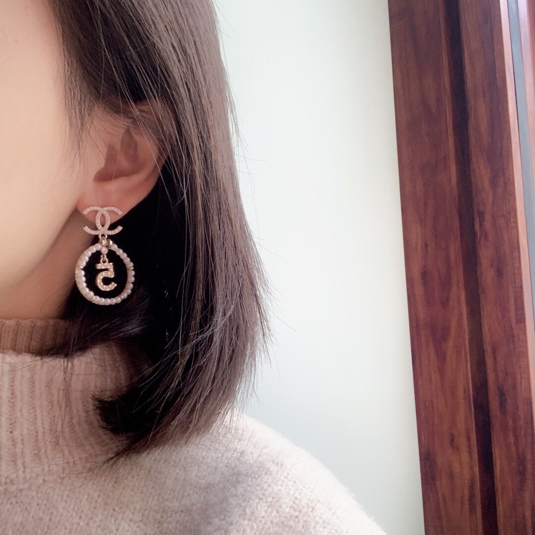 Chanel Earrings Silver S-5-l