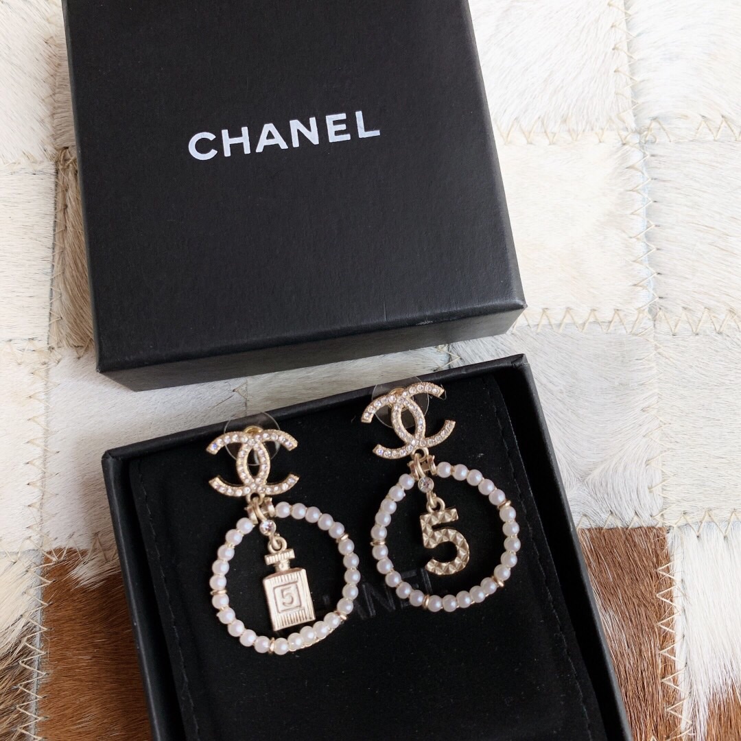 Chanel Earrings Silver S-5-l