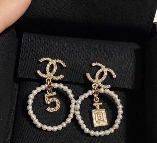 Chanel Earrings Silver S-5-l