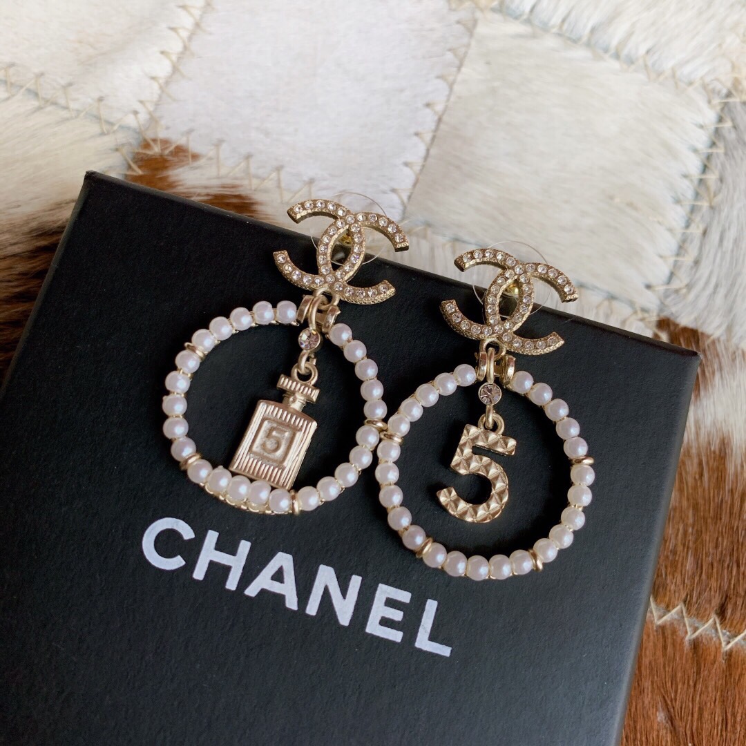 Chanel Earrings Silver S-5-l