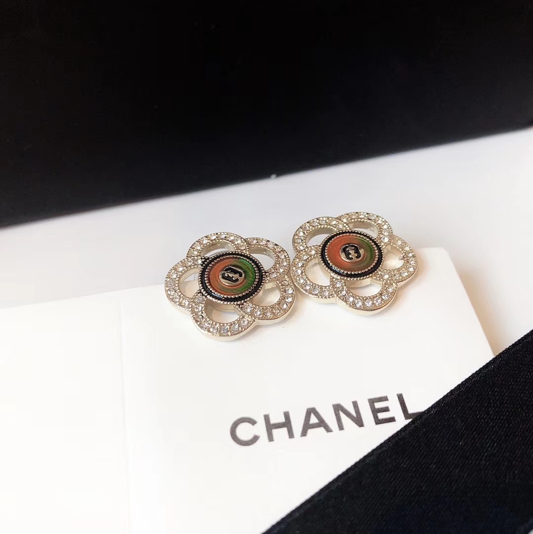 Chanel Earrings Silver Gold L