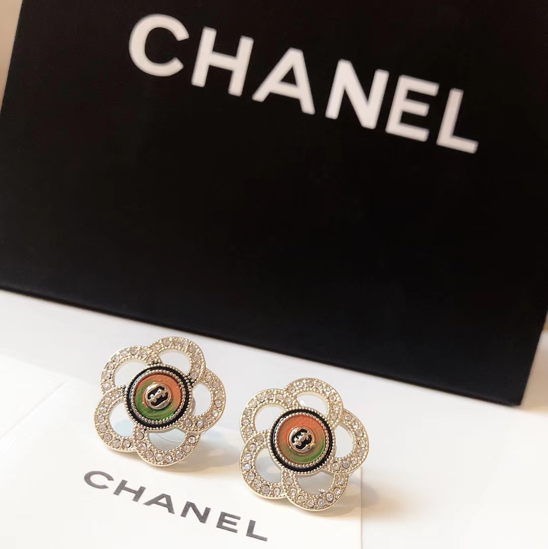 Chanel Earrings Silver Gold L