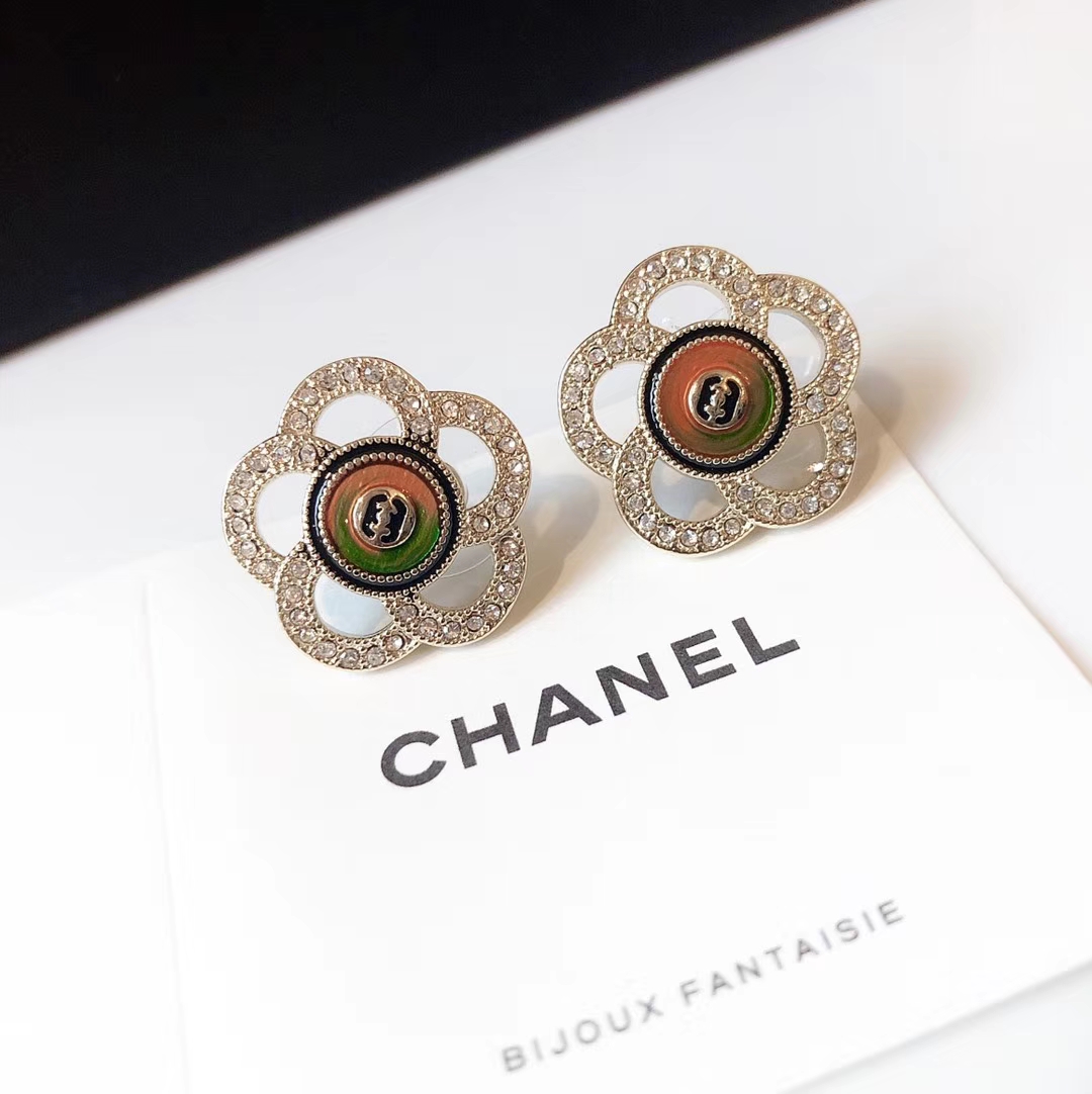 Chanel Earrings Silver Gold L