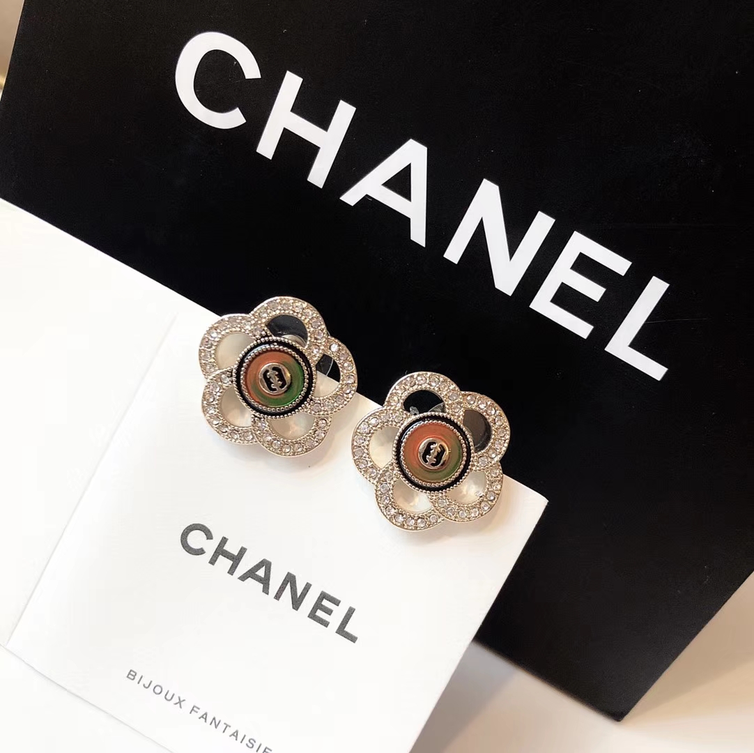 Chanel Earrings Silver Gold L