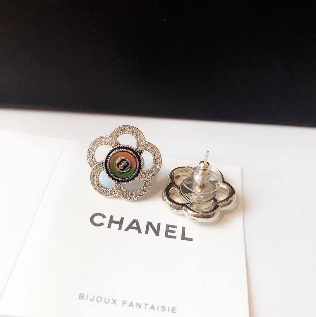 Chanel Earrings Silver Gold L