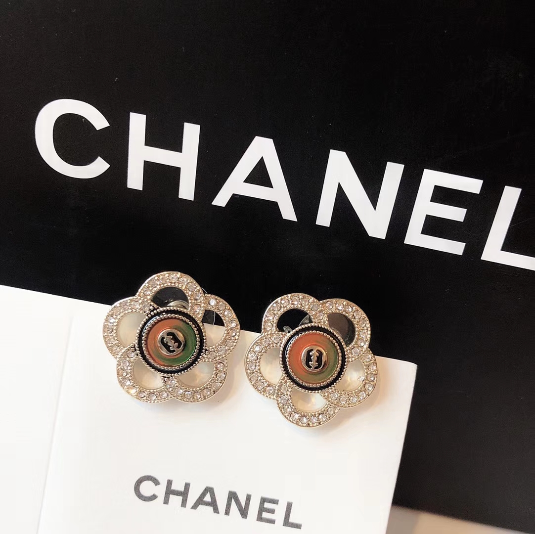 Chanel Earrings Silver Gold L