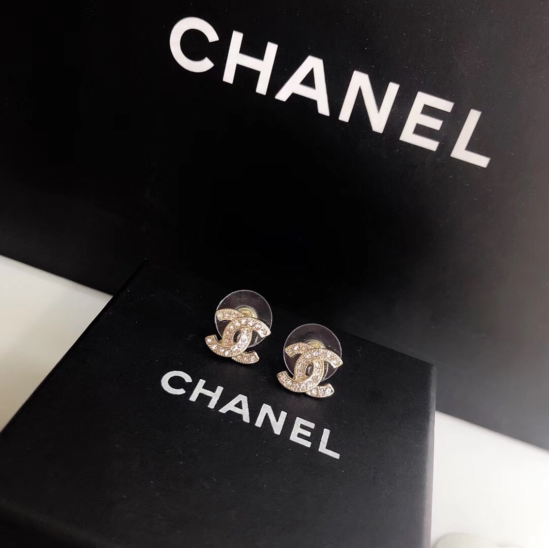Chanel Earrings Platinum Gold L