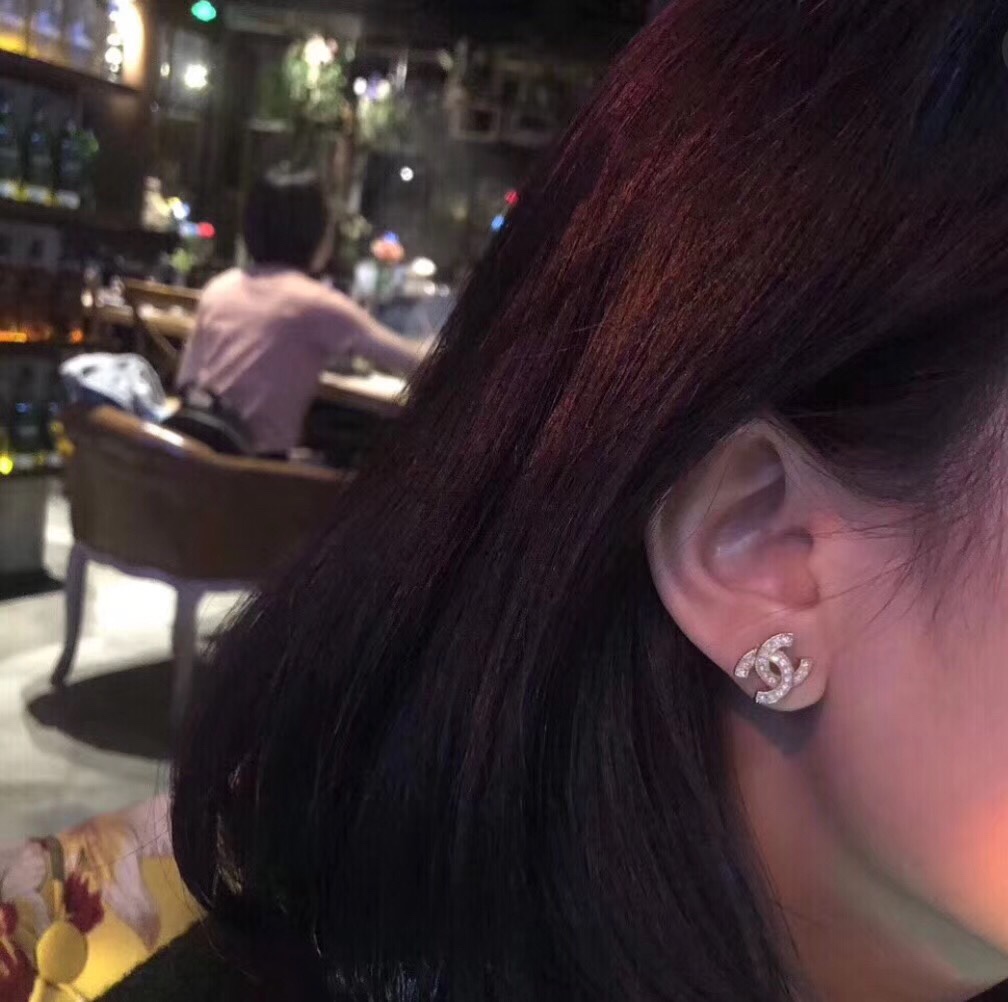 Chanel Earrings Platinum Gold L