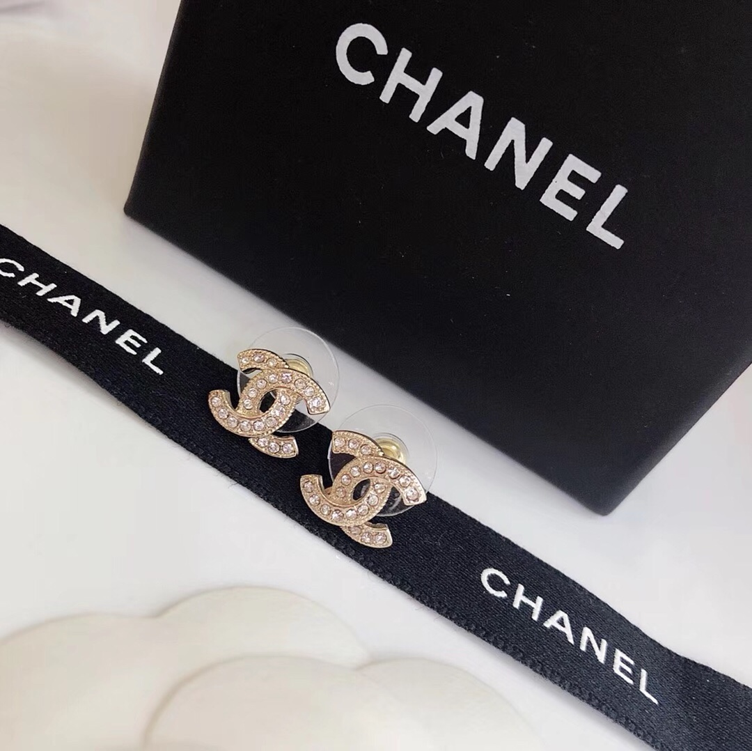 Chanel Earrings Platinum Gold L