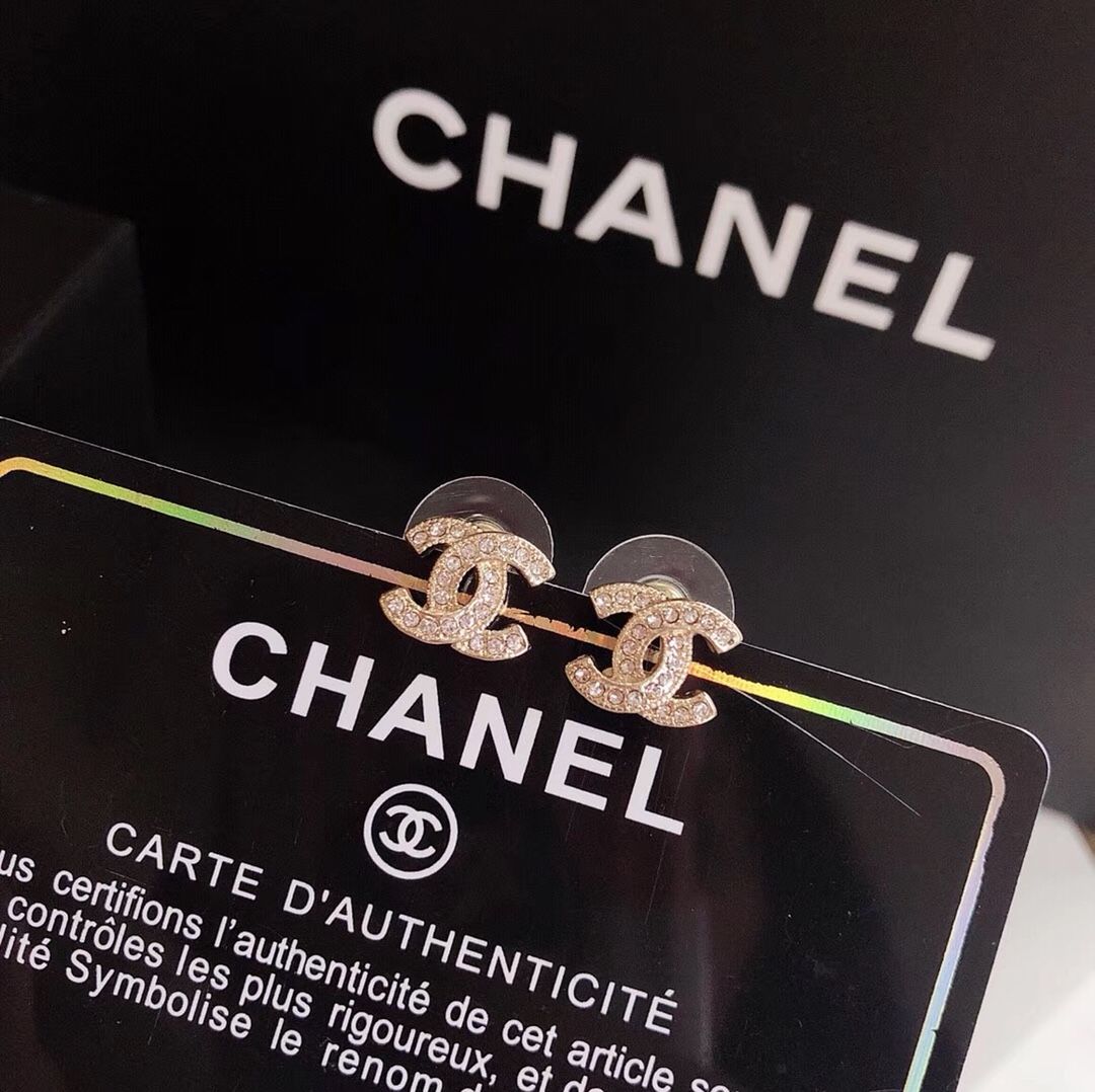 Chanel Earrings Platinum Gold L