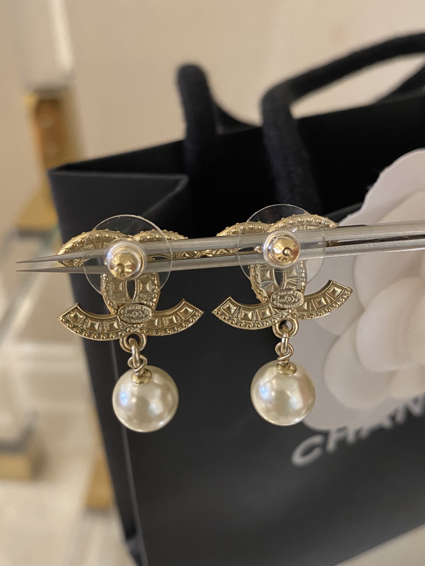 Chanel Earrings Pearl L