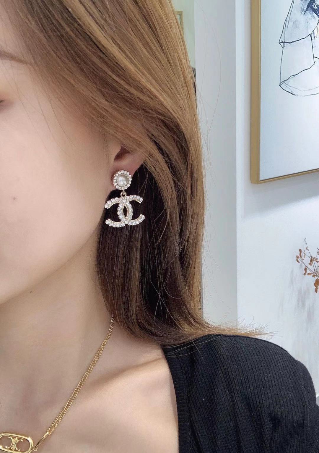 Chanel Earrings Silver L