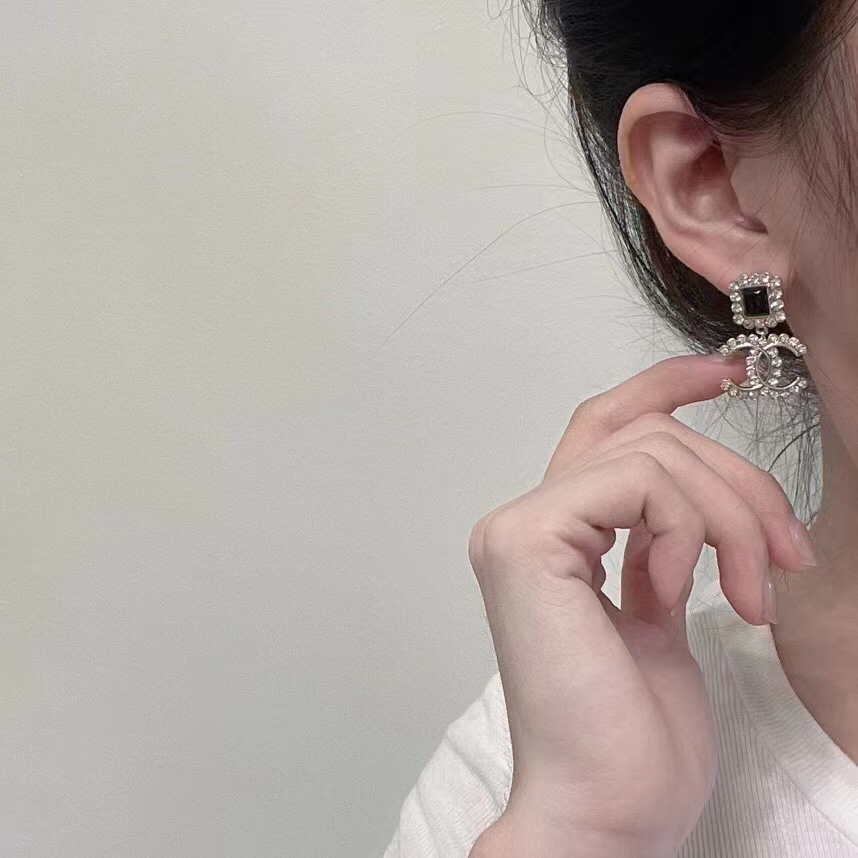 Chanel Earrings Silver Purple