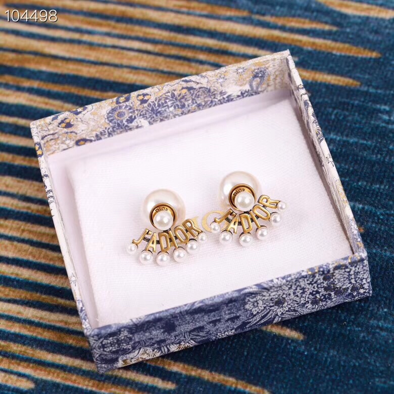 Dior Earrings Pearl Gold