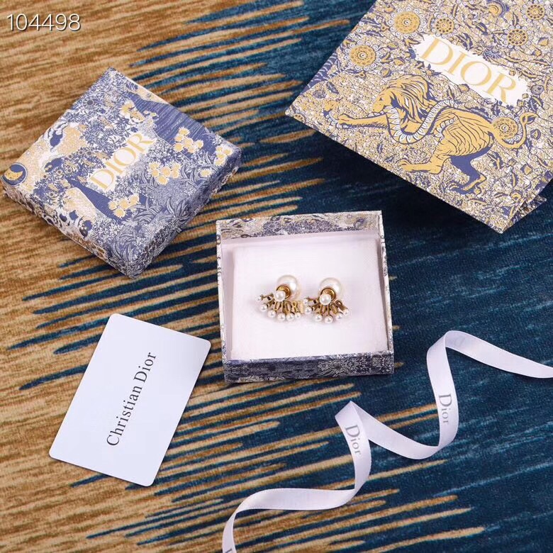 Dior Earrings Pearl Gold