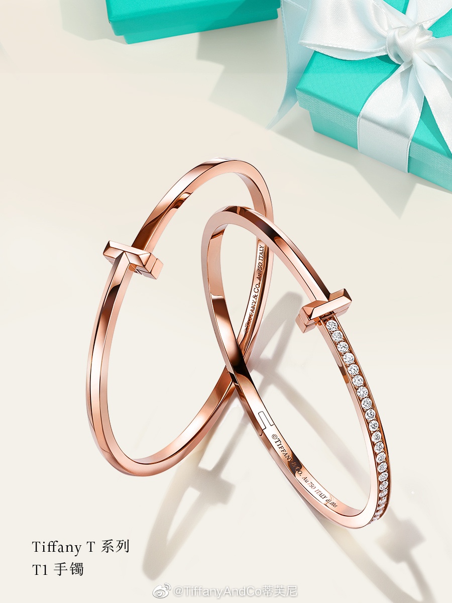 Tiffany Co Bangle Platinum Rose Gold Inlaid