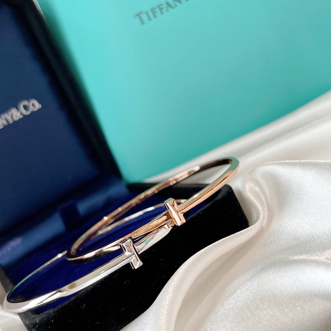 Tiffany Co Bangle Platinum Rose Gold Inlaid