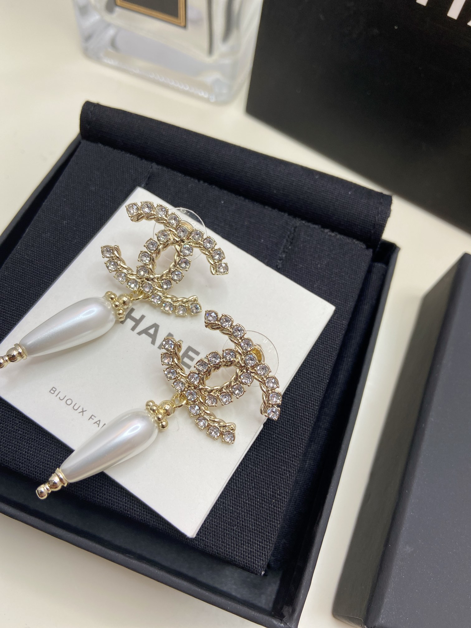 Chanel Earrings Pearl White