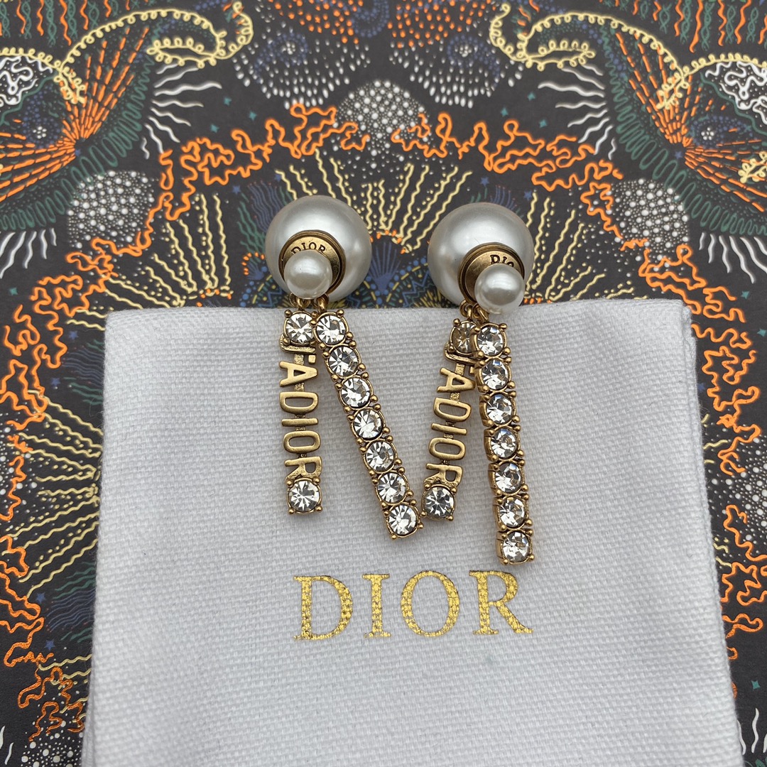 Dior Earrings Silver White