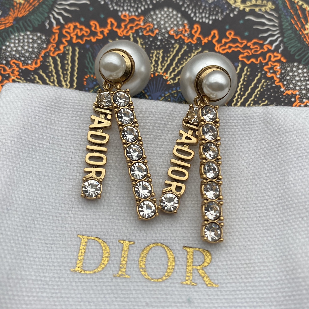 Dior Earrings Silver White