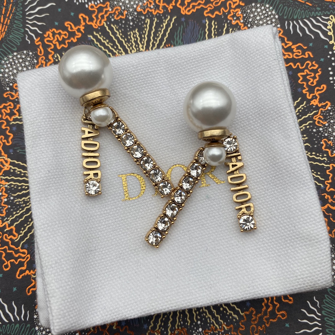 Dior Earrings Silver White