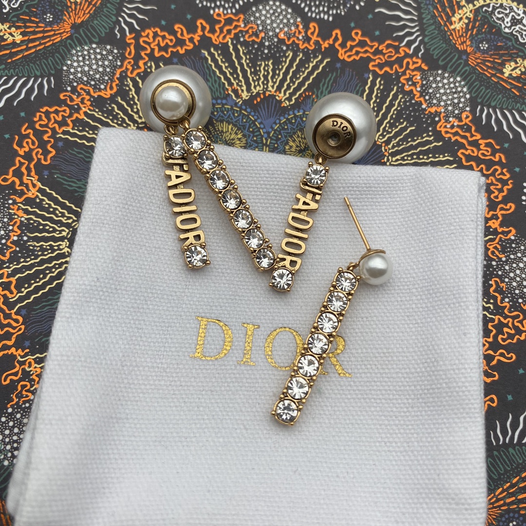 Dior Earrings Silver White