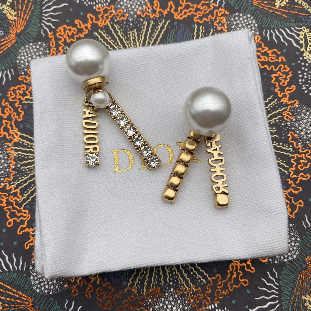 Dior Earrings Silver White