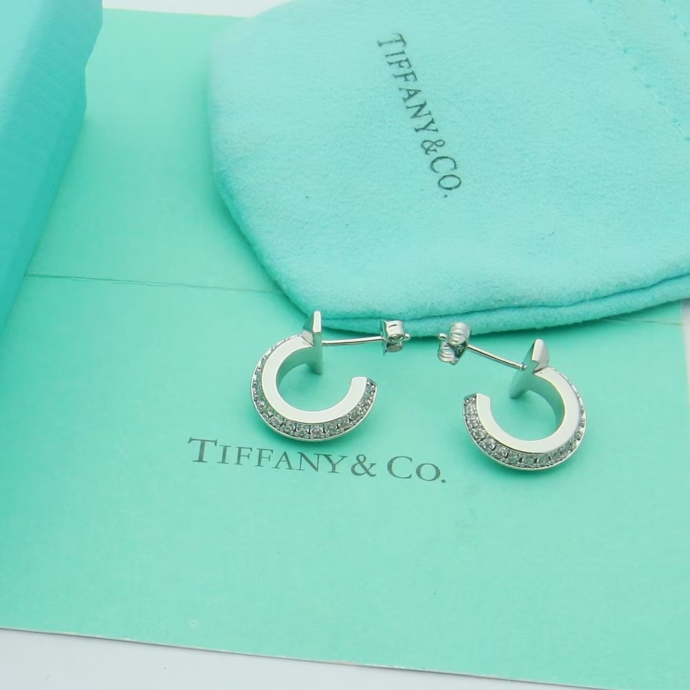 Tiffany Co Earrings Platinum Rose Gold Inlaid