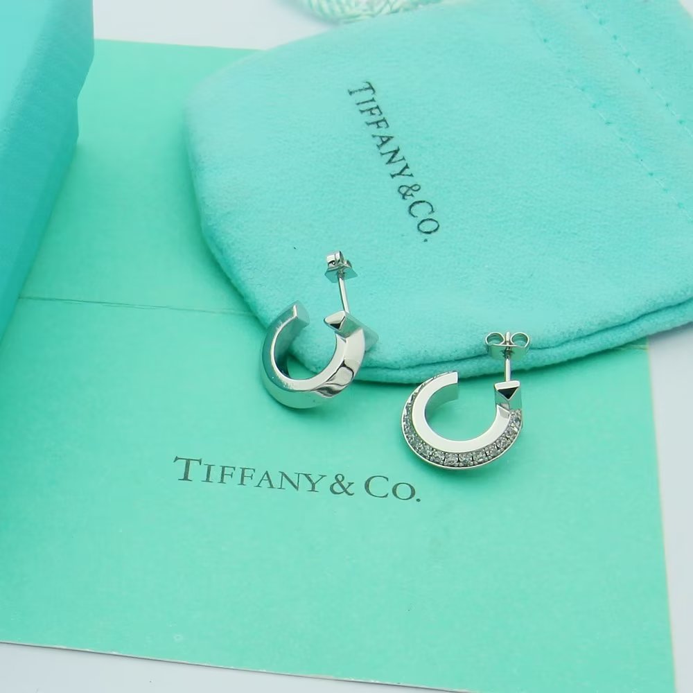 Tiffany Co Earrings Platinum Rose Gold Inlaid