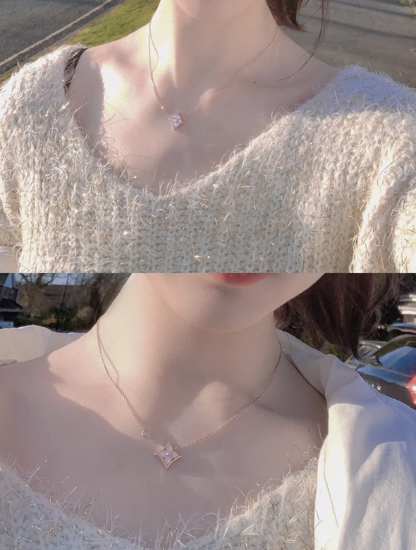 Louis Vuitton Necklace Diamond Rose Gold S-l-m