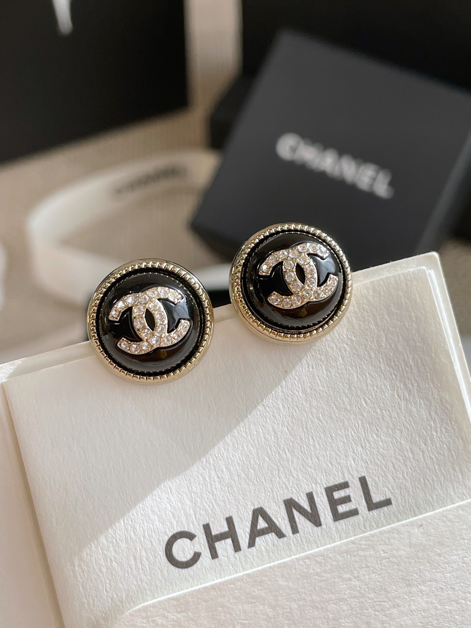 Chanel Earrings Black M-l