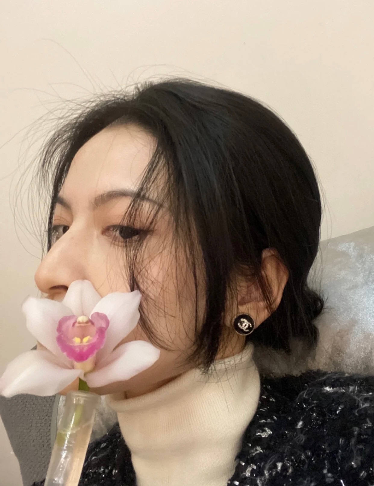 Chanel Earrings Black M-l