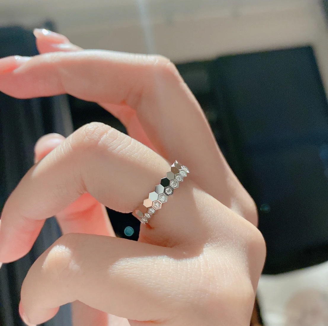 Cartier Ring Silver Rose Gold M-l-s