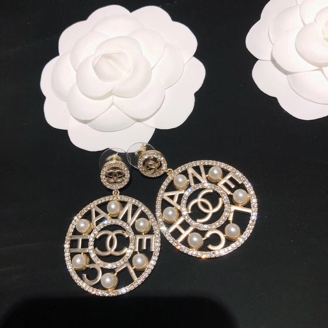 Chanel Earrings Silver Inlaid L