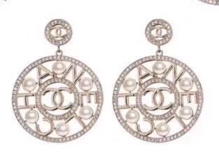 Chanel Earrings Silver Inlaid L