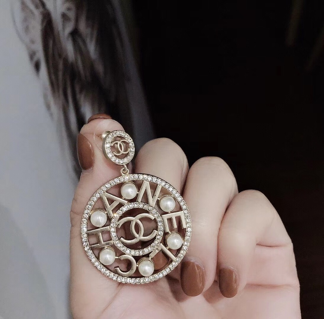 Chanel Earrings Silver Inlaid L