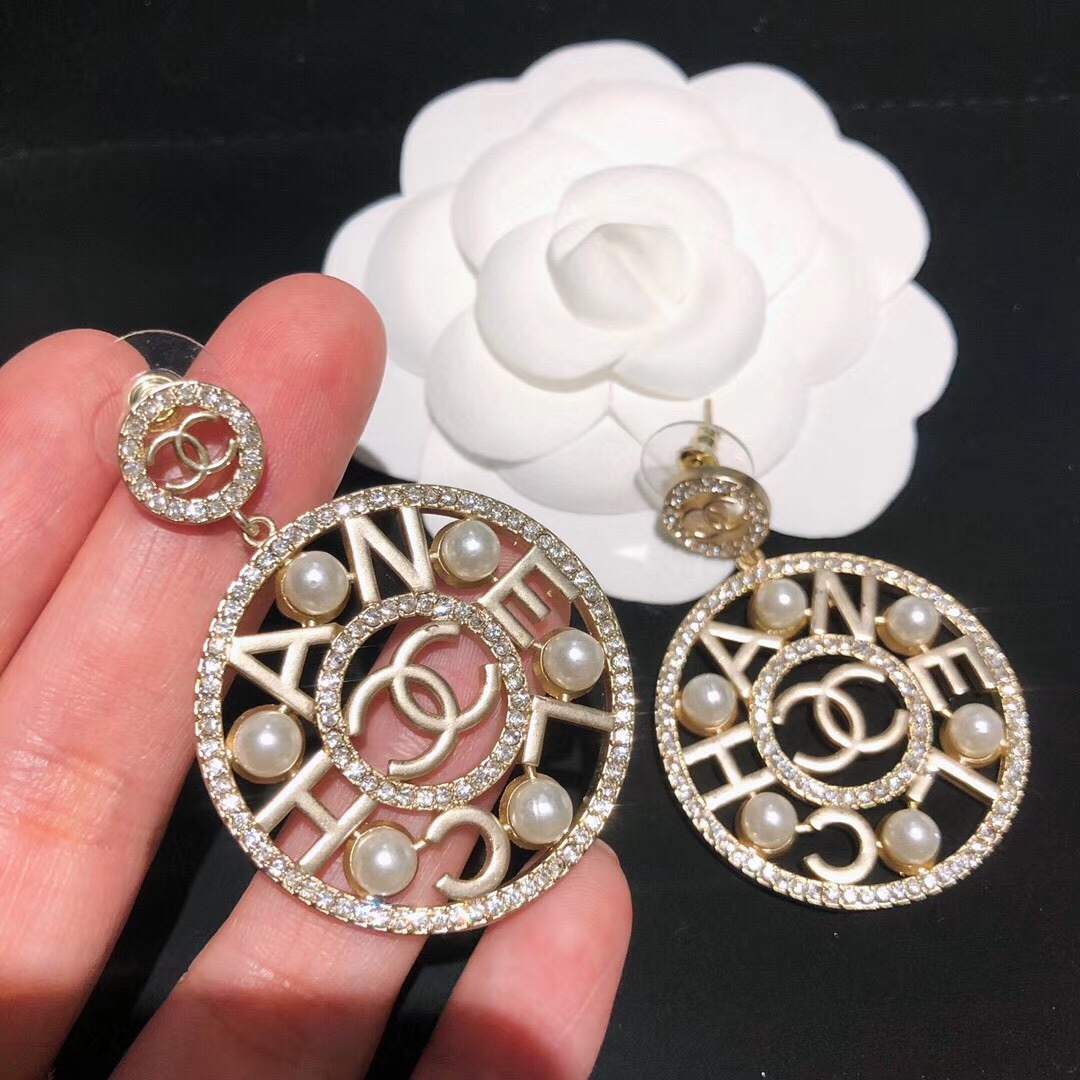 Chanel Earrings Silver Inlaid L