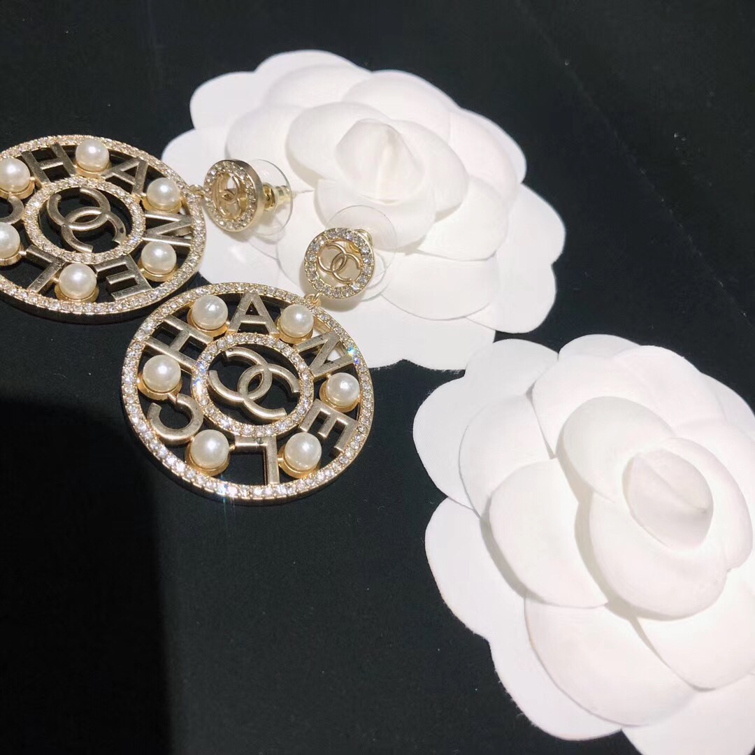 Chanel Earrings Silver Inlaid L