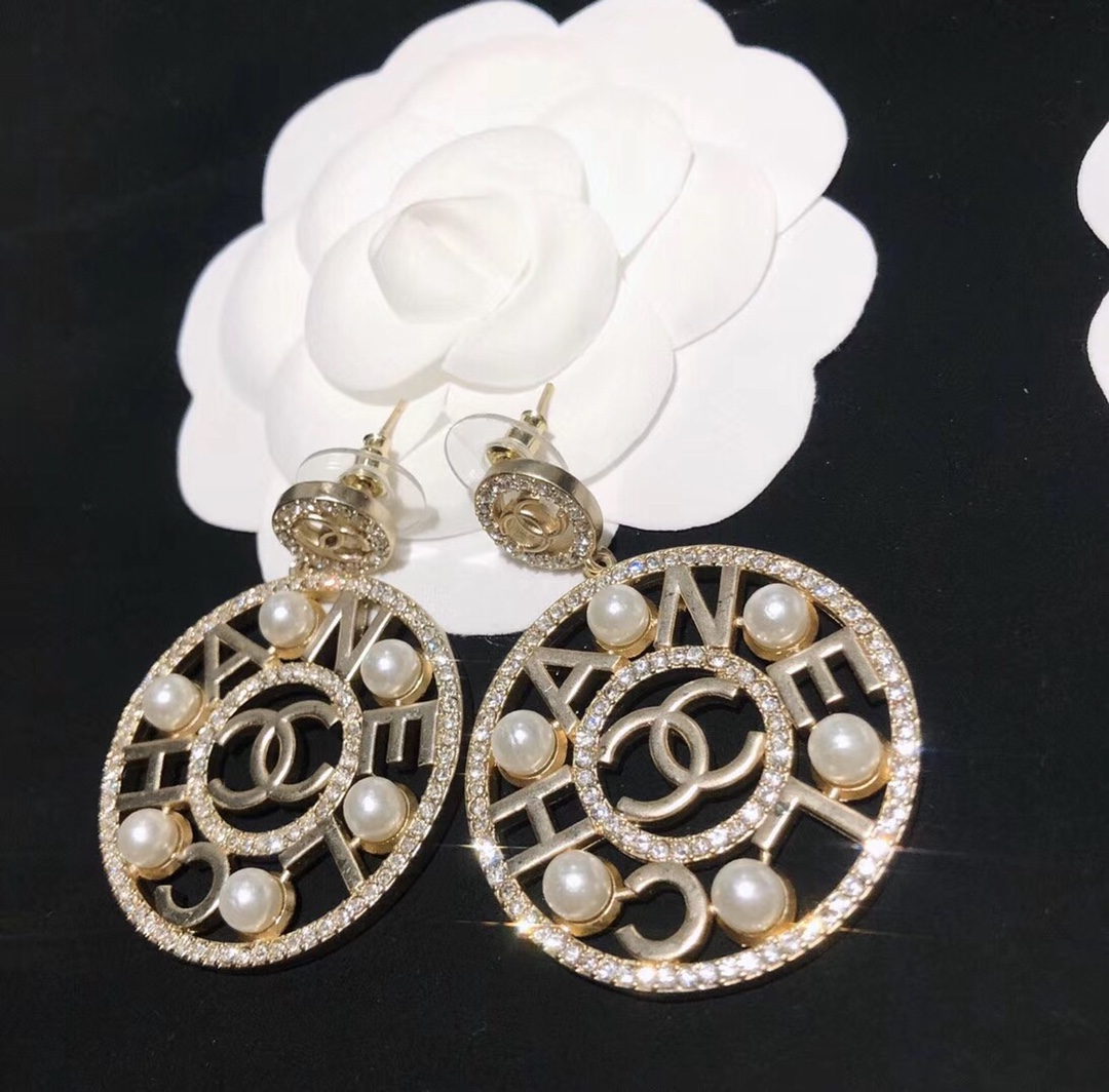 Chanel Earrings Silver Inlaid L