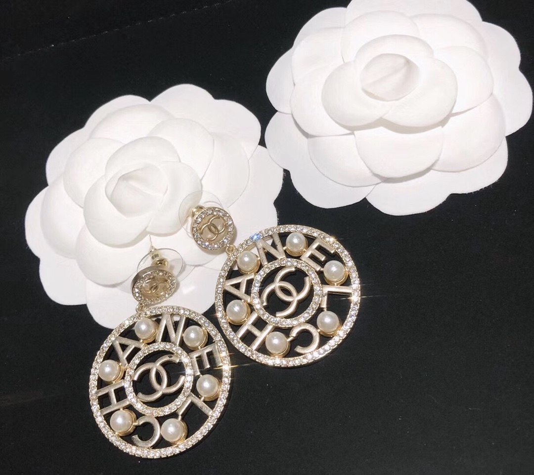 Chanel Earrings Silver Inlaid L