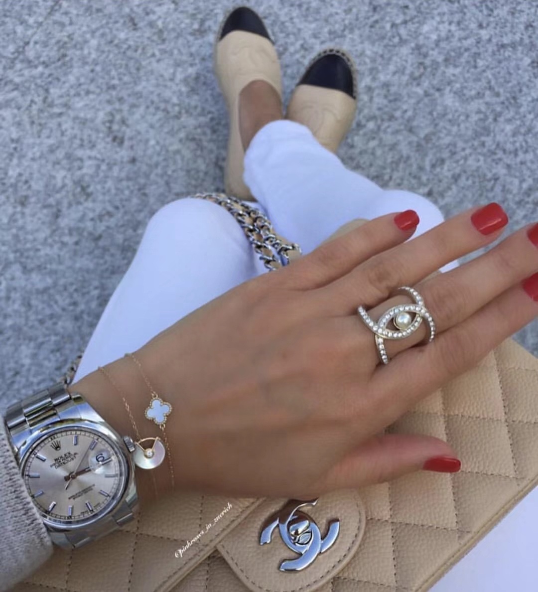 Chanel Ring Pearl L
