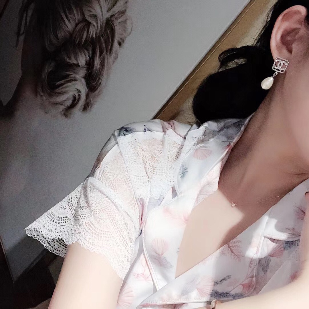 Chanel Earrings Silver Gold L