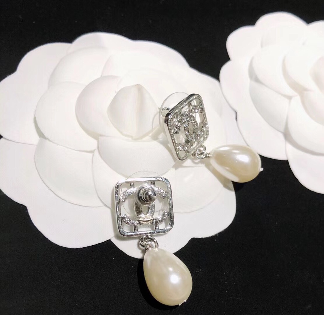 Chanel Earrings Silver Gold L