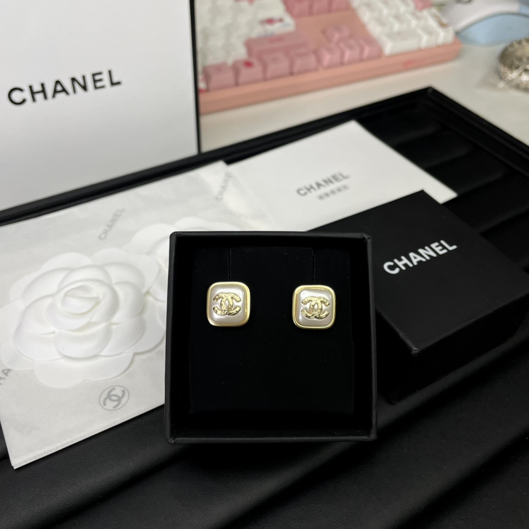 Chanel Earrings White