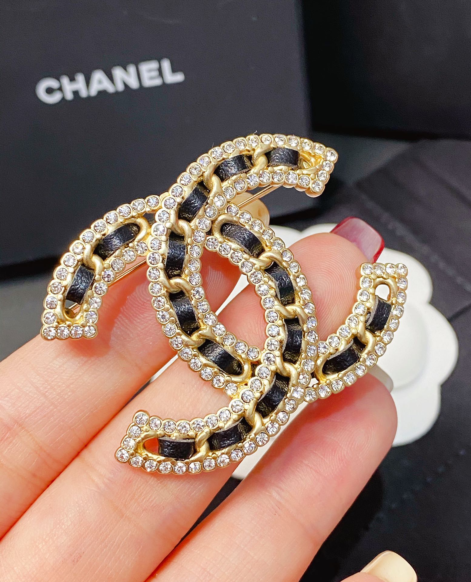 Chanel Brooch Black